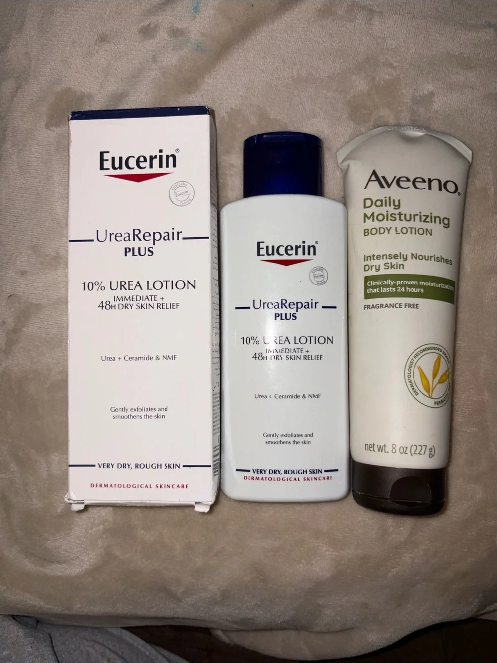 Eucerin Urea Repair Plus 10% Urea Lotion & Aveeno Daily Moisturizing Body Lotion